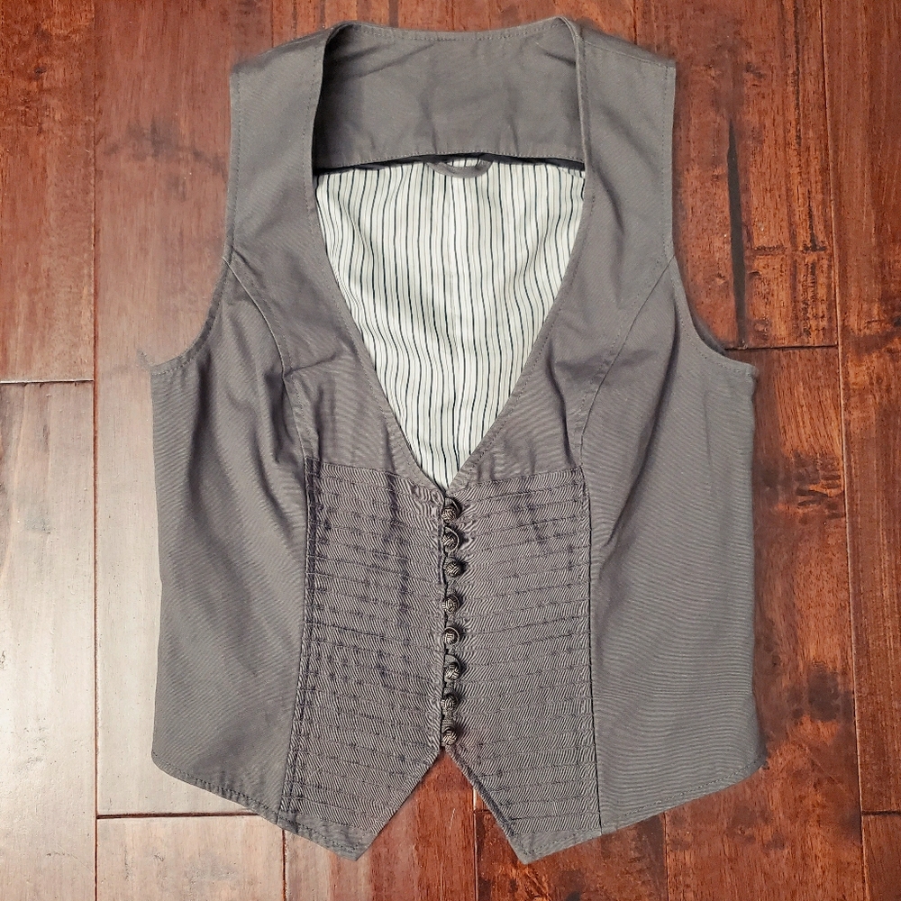 Buttoned Gray Waist Coat Vest